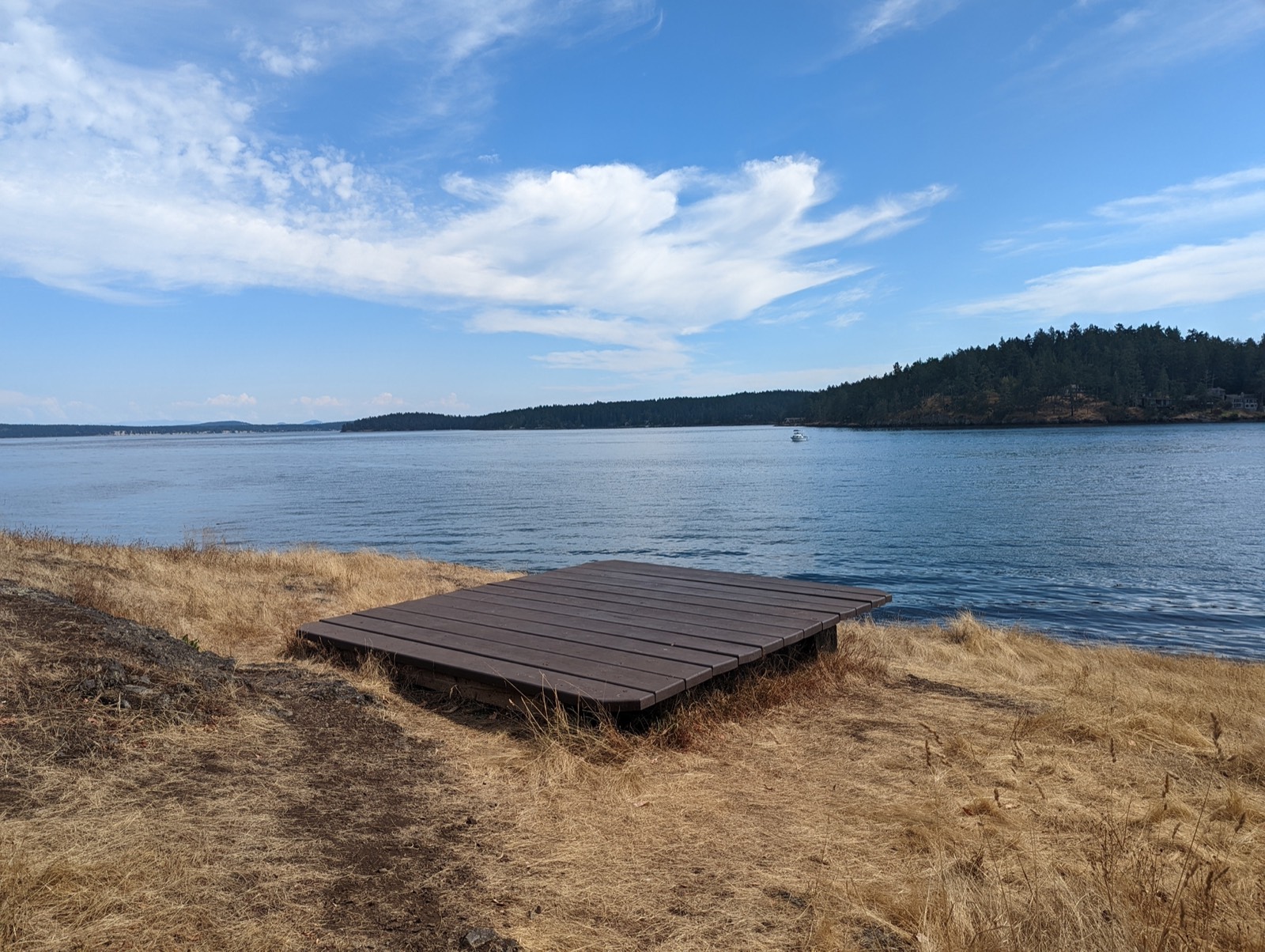 A quiet platform on the Salish Sea shoreline